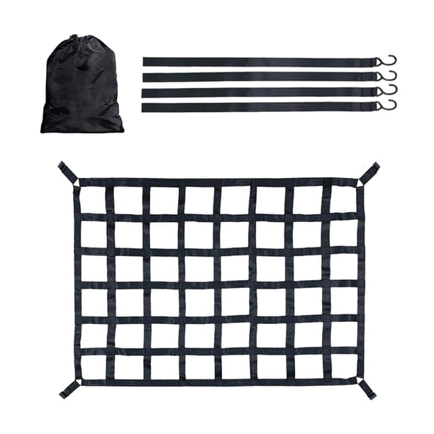 Organizador de red de carga, bolsa de almacenamiento universal, cuerdas de 4 ganchos, red para caja de camioneta, muy resistente S