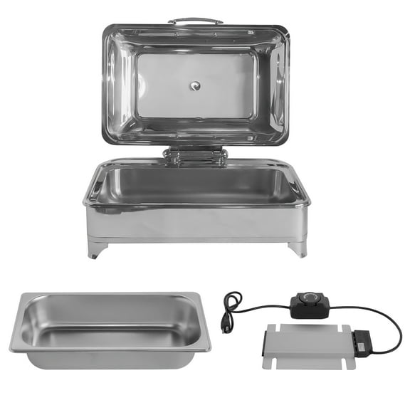 GELUOXI Electric Chafing Dish 9L/9.5QT 400W Food Warmer Buffet Electric Chafing Dish Restaurant Food Warmer Display Electric Buffet Servers and Warmers with Glass Lid for Catering
