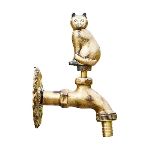 Grifo decorativo para jardín exterior, lavadora, diseño retro, baño y jardín. Gatito