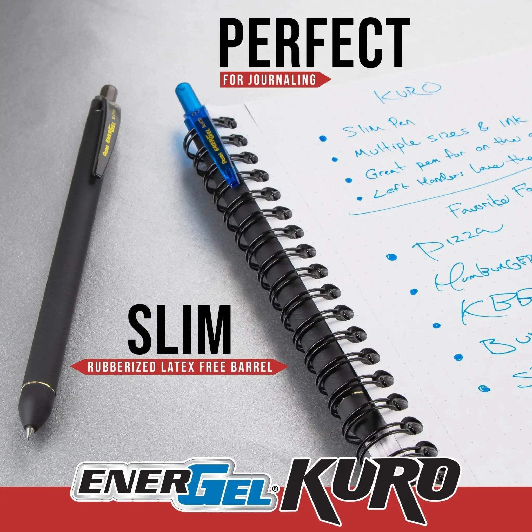 EnerGel Kuro Liquid Gel Pen, (0.7mm) Medium line, Assorted Ink, 24-pk