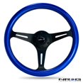 thumbnail image 1 of NRG Innovations ST-015BK-BL Roue à Grain de Bois Classique (350mm 3 Rayons Noirs, Bleu Perle/peinture Flocon), 1 of 2
