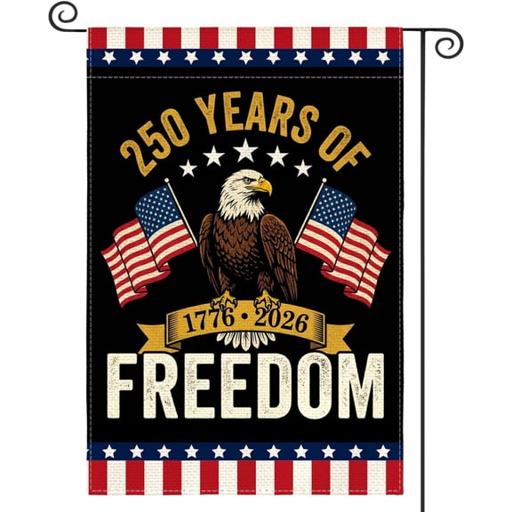 USA 250th Anniversary Flag, 1776-2026 250 Year Patriotic Banner, 250 Years America Double-Sided Garden Flag 12 x 18 Inch