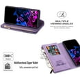 thumbnail image 3 of Phone Case for Samsung Galaxy S9 Plus Wallet Cover with Tempered Glass Screen Protector and Wrist Strap Leather Flip Zipper Credit Card Holder Cell S9+ 9S 9+ S 9 9plus S9plus Women Men Purple, 3 of 7