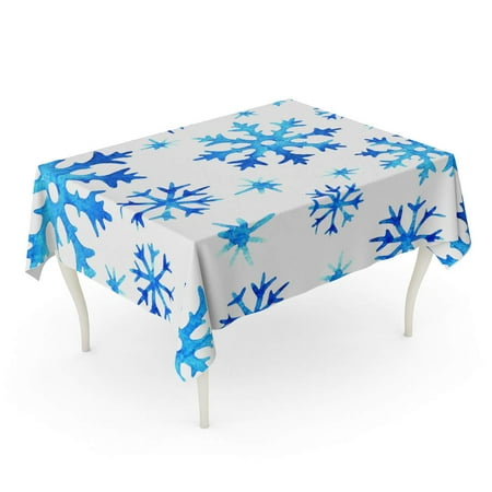 

KDAGR Blue Pattern Christmas of Snowflakes Holiday Watercolor Abstract Celebration Tablecloth Table Desk Cover Home Party Decor 60x104 inch