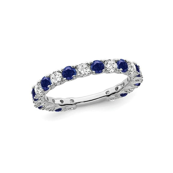 7/10 Carat (Ctw) Lab-Created Blue Sapphire Band 14k White Gold with 3/4 Carat (Ctw) Diamonds for Women