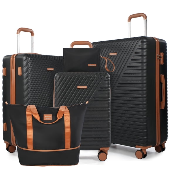 Hardside Luggage Sets Lightweight Suitcase with Spinner Wheel TSA Lock Travel Duffel Bag, Black