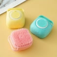 thumbnail image 3 of 3-Color Pet Shampoo Brush Set - Soft Silicone Bristles With Built-in Storage, Non-Slip Dual-Sided Grooming Tool For Dogs & Cats, 3 of 5