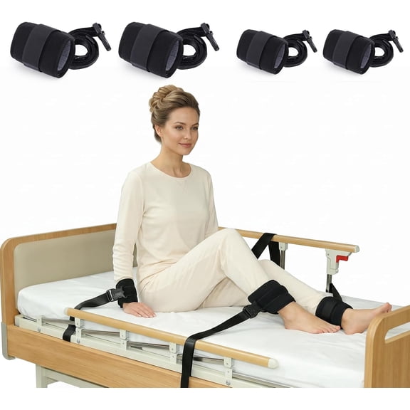 4 Pack Padded Wrist Fixation Straps, Adjustable Medical Wrist Restraint Belts with Quick Release Buckle, Comfortable Limb Holder for Patient Elderly Restriction Use
