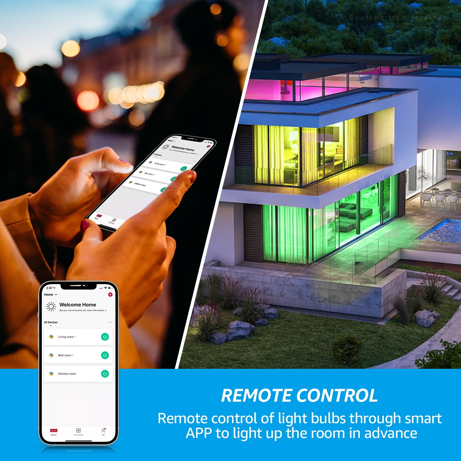 8 Pack A19 A19 Smart LED Light Bulbs, WiFi & Bluetooth, 60W Equiv, E26 Base, 2000K-5000K RGBCW Full Color Changing Smart Bulb