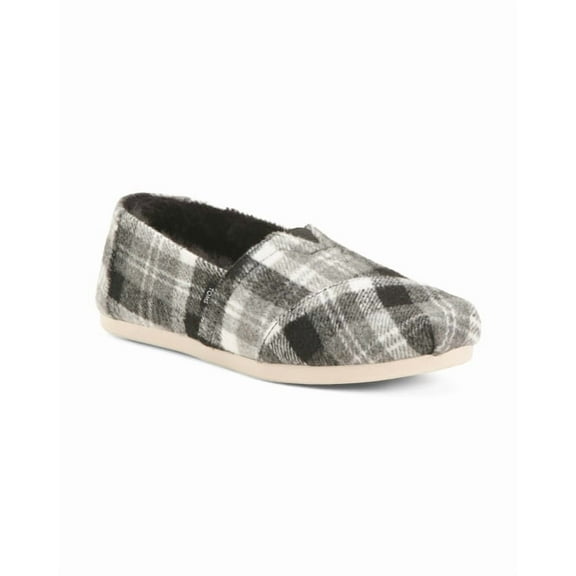 TOMS Womens Alpargata Classic Lined Loafer Flat Shoes Plaid Black/White Size 7.5