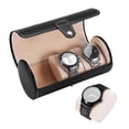 thumbnail image 4 of Watch Rolls 3 Grids Cylinder Watch Roll Holder Wristwatch Display Case Jewelry Gift Storage Box Black Watch Box, 4 of 8