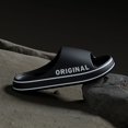 thumbnail image 4 of Feslishoet-Zapatillas de playa con letras para hombre y mujer, chanclas antideslizantes de Color sólido con suela gruesa para interior y baño, sandalias de verano para parejas, 4 of 5