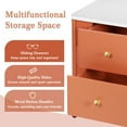 thumbnail image 3 of Modern Nightstand with 2 Storage Drawers, Fluted Bedside Table with Golden Metal Handles and Legs for Living Room and Bedroom, Orange, 3 of 8