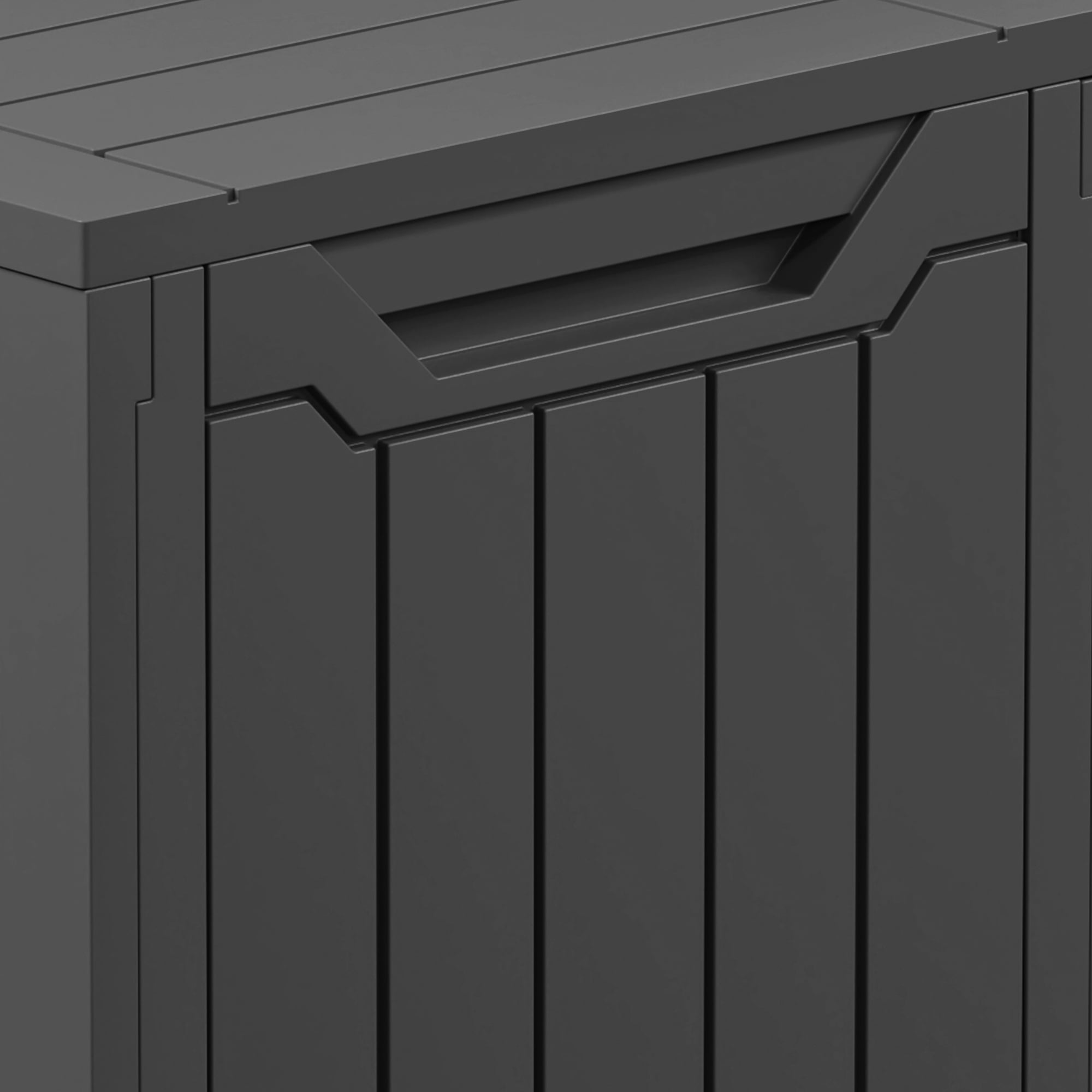 Uforic 80 Gallon Resin Deck Box, Weather Resistant Rattan Outdoor Storage Box, Lockable for Patio Garden Pool Supplies, Dark Gray