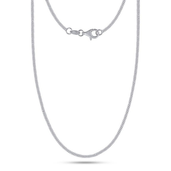 AFFY Snake Chain Necklace for Women and Men Italian Crafted 1.25mm Chain 20 Inch 14K White Gold Over 925 Sterling Silver with Lobster Claw Clasp