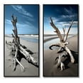 thumbnail image 2 of Designart "Driftwood on the Beach II" Coastal Beach Framed Wall Art Set Of 2 - Blue Beach Gallery Wall Frame Set For Home Decor, 2 of 7
