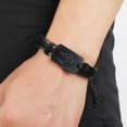 thumbnail image 5 of Neutral Leather Vintage Braided Rope Black Wolf Head Bracelet Fashion JewelryAL, 5 of 6