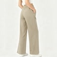 thumbnail image 5 of LEAVINGSUO Casual Pants with Pockets for Women Ladies' Fashionable Solid Color Straight Leg Pants For Everyday Wear Khaki S, 5 of 6