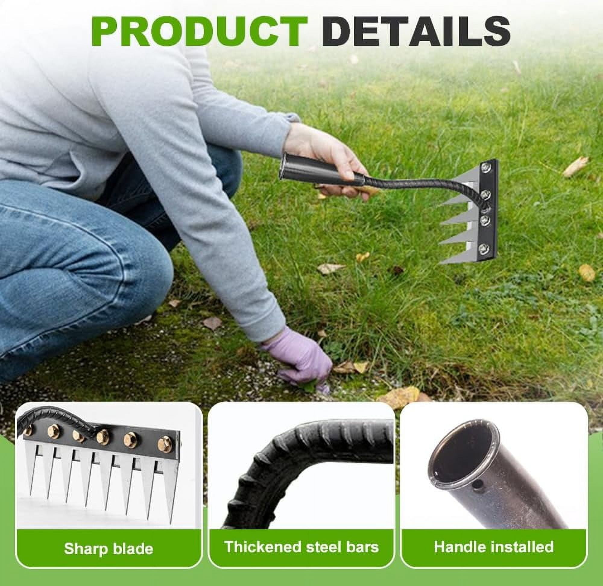 Iron Weeding Rake 2.0, 2026 New 5/6/7/8 Teeth Carbon Steel Garden Weeder Rakes, Iron Rake for Yard Lawn and Garden, Heavy-Duty Gardens Hand Weeder Puller Tool for Gardening and Weedings (7 Teeth)