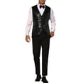 thumbnail image 2 of INSPIRE CHIC Sequins Vest for Men's V-Neck Slim Fit Shiny Disco Party Sleeveless Waistcoat Bowtie S Black, 2 of 5