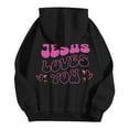 thumbnail image 4 of WEAIXIMIUNG Robe Sweat-Shirt pour Femmes Manches Courtes Sweat à Capuche Graphique Lettres Surdimensionné Pull Décontracté Manches Longues avec Poches, 4 of 6