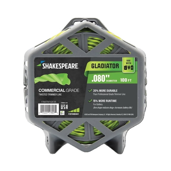 SHAKESPEARE 0.080" x 100' Commercial Trimmer Line - Green, Hurricane-Shaped (1 Count)