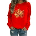 thumbnail image 4 of SCSAlgin Crewneck Sweatshirt for Women Fall Leaf Graphic Sweatshirts Vacation Long Sleeve Drop Shoulder Pullover, 4 of 5