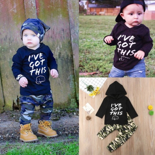 New 2PCS Causal Kids Baby Boy Clothes Hooded T Shirt Trousers Sports Pants Outfit Walmart