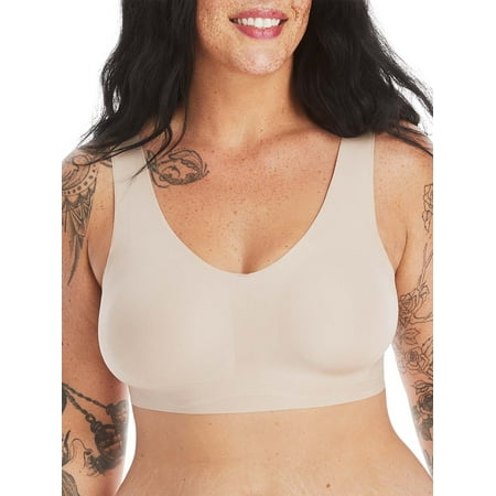 

Hanes Invisible Embrace Women s Wireless T-Shirt Bra Seamless Nude XL