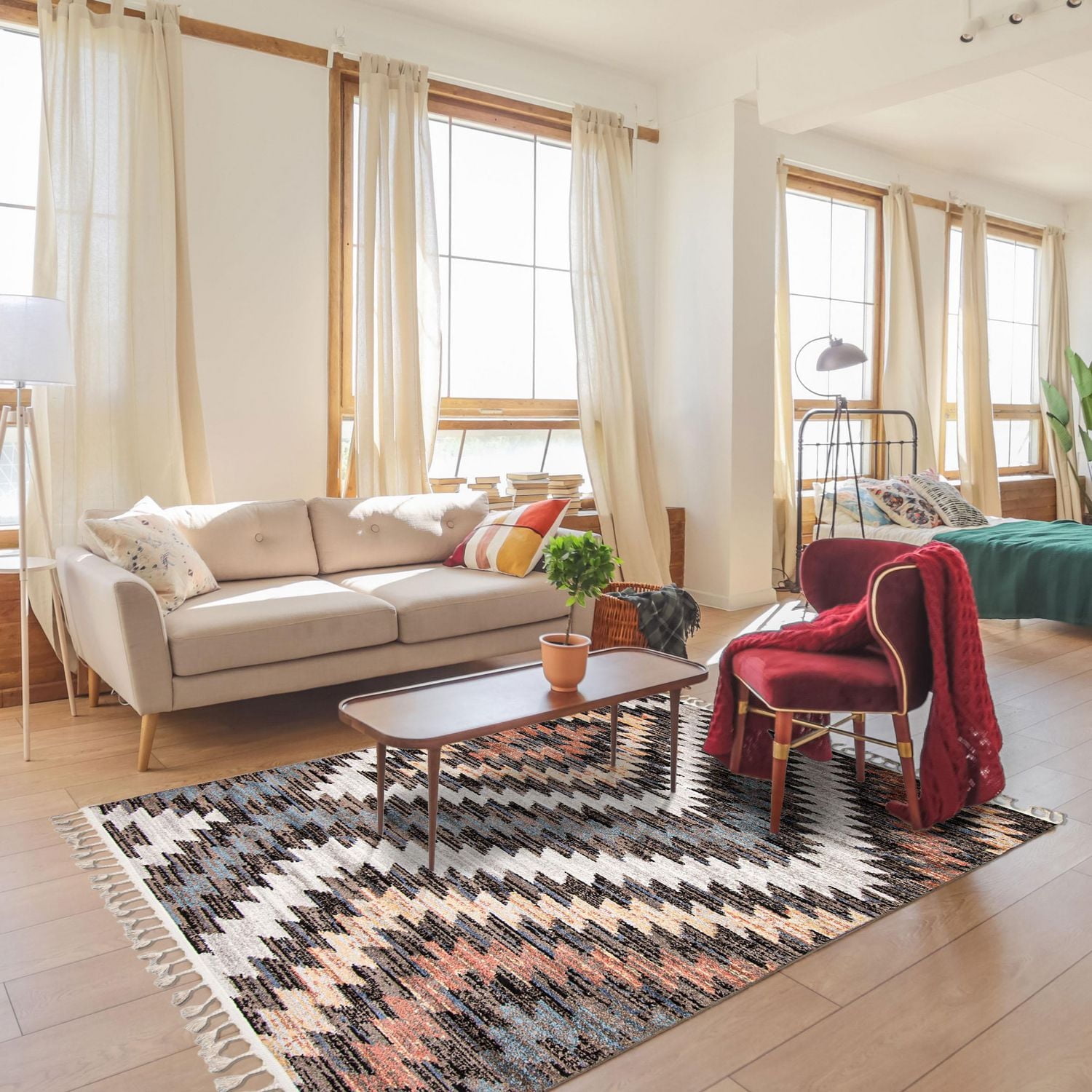 ECARPET Southwestern Rug for Hallway, Kitchen Sun Collection