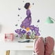 thumbnail image 4 of Pegatinas de Decoración de Pared para El Hogar con Diseño de Niña con Vestido Morado y Flores Moradas, 4 of 6