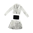thumbnail image 2 of Conjunto de chaqueta corta, falda plisada y top tubo, ligero, moderno y cómodo, 1:6 Negro blanco, 2 of 9