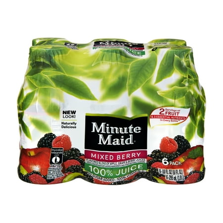 (4 Pack) Minute Maid 100% Juice, Mixed Berry, 10 Fl Oz, 6