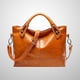thumbnail image 5 of Bolso de mano vintage de lujo para mujer, de piel auténtica encerada, tipo bandolera (marrón claro)., 5 of 8