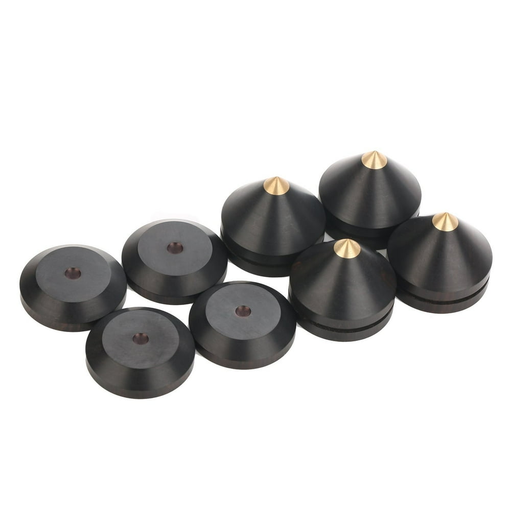 Large Speaker Spikes 1.3Inch Ebony Wood & Brass Top Isolation Stand