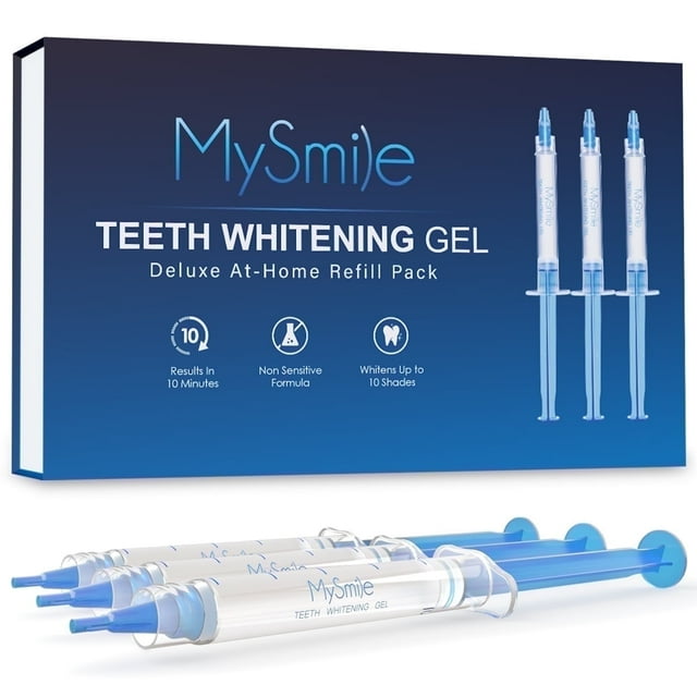 MySmile Recambio de Gel Blanqueador Dental (3 X 3 Ml), Blanqueador Dental, Resultados en 10 Minutos, Elimina Manchas, Sabor a Menta.