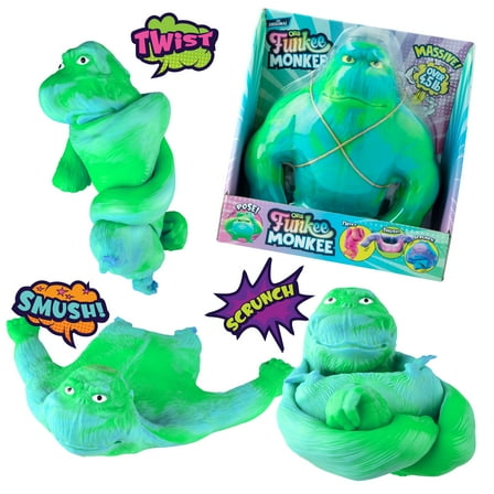 ORB Original Funkee Monkee Jumbo (Green/Blue) – Big 4.5 Pound Stretchy Monkey - Funny, Squishy and Perfect to Squeeze for Stress Relief - Trending Collectible Sensory/Fidget Toy for Kids and Adults