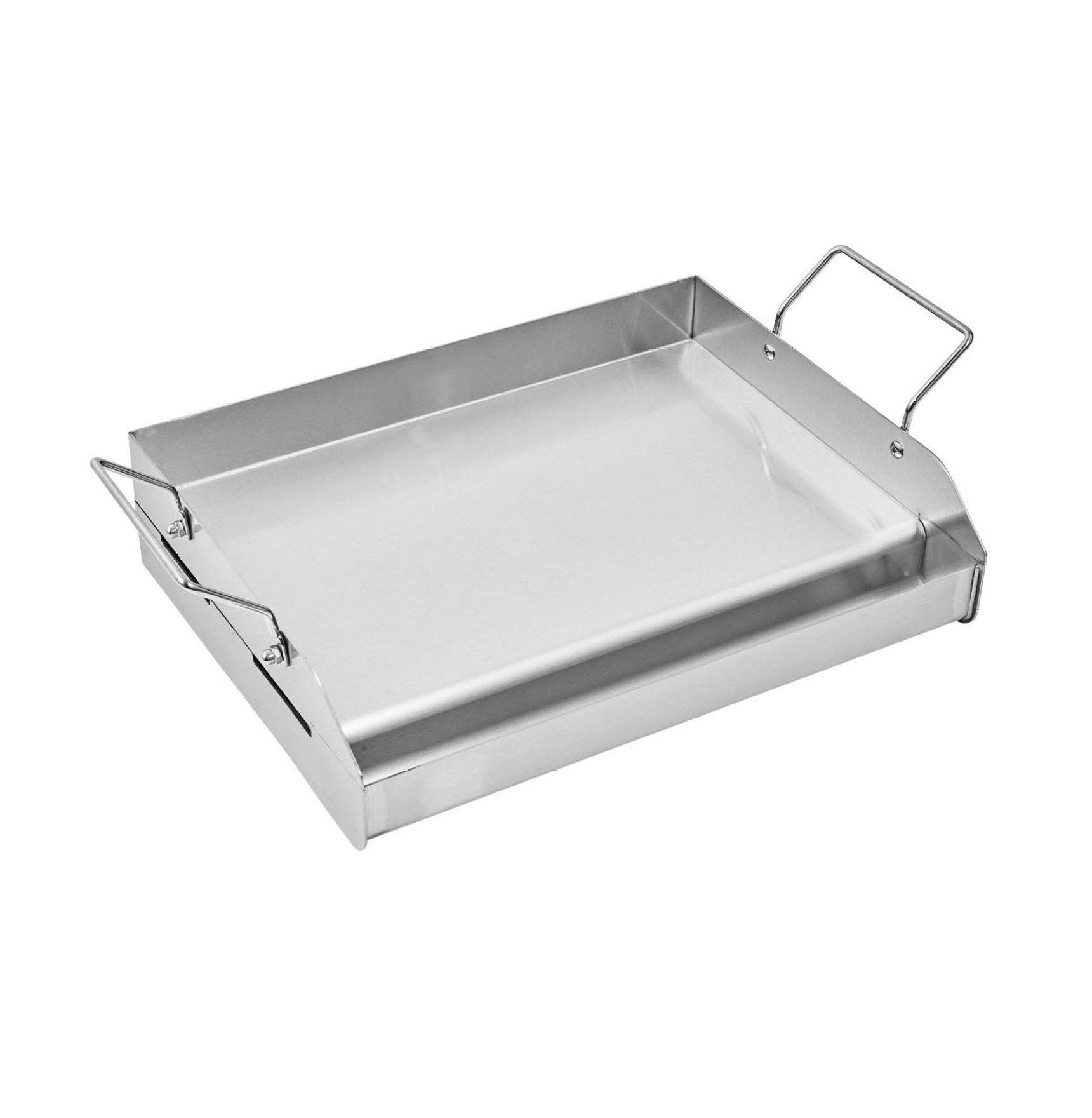 Stainless Steel Griddle 17x13 Inch - Universal BBQ Grill Pan - Flat Top Griddle for Gas, Electric & Induction Cooktops - Heavy Duty Cookware