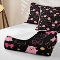 thumbnail image 4 of Feelyou Cute Pink Ghost Bow Bed Spread Queen, Kawaii Star Print Queen Coverlet Set, 3-Piece, 1 Comforter and 2 Pillowcases, 4 of 7