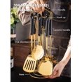thumbnail image 4 of 304 Stainless Steel Kitchen Utensil Set - 7 Pieces - Golden Wide Spatula - Soup Ladle, Ladle, Slotted Spatula, Spaghetti Spoon And Rice Spoon - Black, 4 of 5