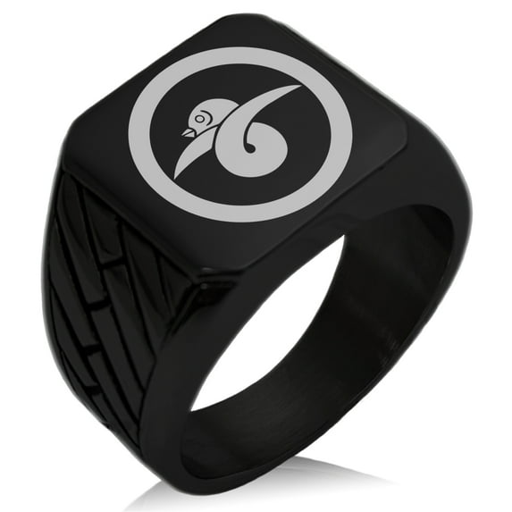Stainless Steel Akai Samurai Crest Geometric Pattern Biker Style Polished Ring