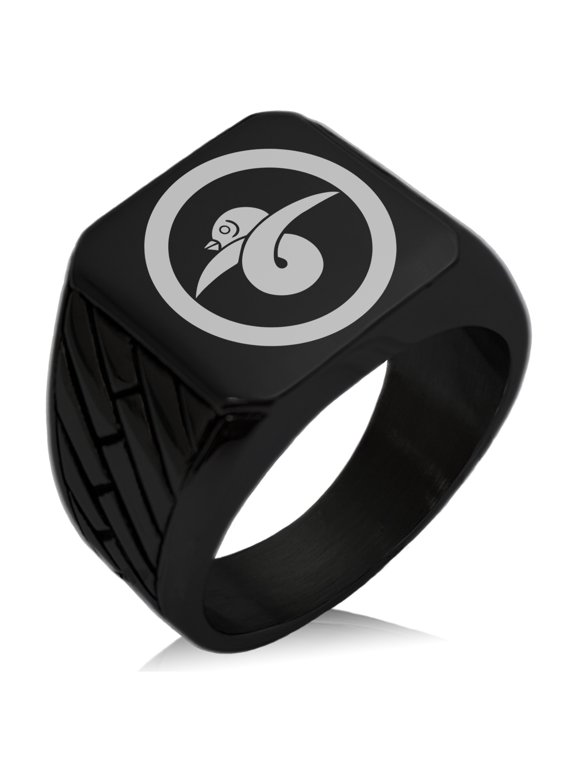 Stainless Steel Akai Samurai Crest Geometric Pattern Biker Style Polished Ring