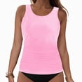 thumbnail image 3 of HCNTES Womens Tankini Top Only Slimming Swim Top Modest Tankini Loose Fit Swimsuit Flowy Swimwear No Bottom (Y508-Pink,XXL), 3 of 9