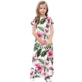 thumbnail image 5 of Ugoldhm Girls Short Sleeve Maxi Dress with Pockets - Printed Casual Summer Shirt Dress for 4-13 Years, 5 of 8