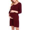 thumbnail image 4 of GXFC Women Maternity Fall Dress Casual 3/4 Sleeve Button Pleated Dress for Pregnancy Women Breastfeeding Dress Clothes, 4 of 9