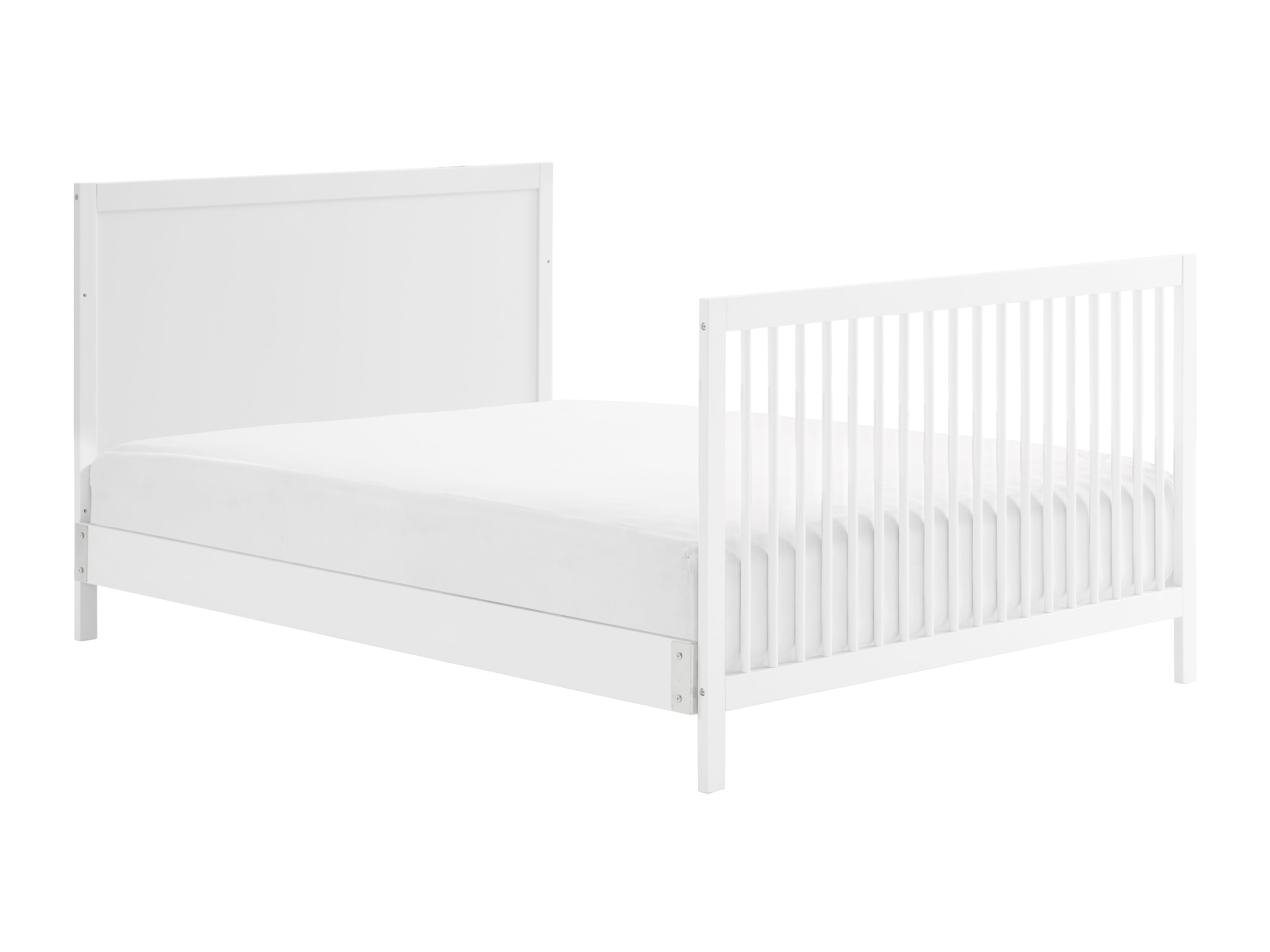 Oxford Baby Essential 4-in-1 Convertible Panel Crib with Round Spindles, White