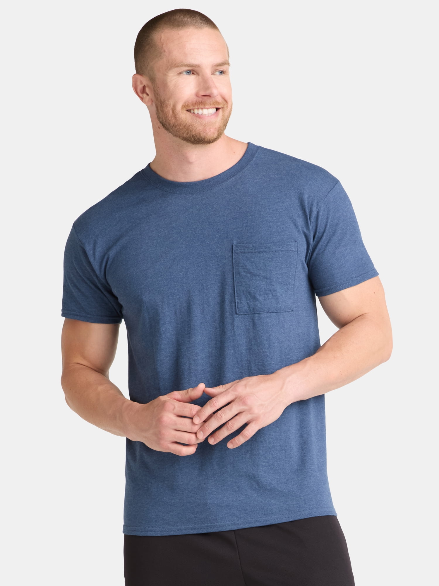 Athletic Works Men's and Big Men's Cotton Pocket Tee, 4-Pack, Sizes XS-5XL