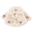 thumbnail image 3 of SILVERCELL Girl's Solid Color Thickened Lapel Collar Short Cape Winter Fuzzy Fluffy Shawl Coat for 0-48M Infant Toddler, 3 of 4