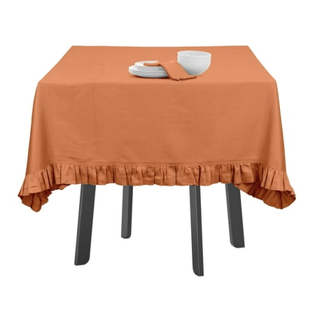 

Vargottam Ruffle Tablecloth Solid Table Cover Cotton Tablecloths For Square Tables Dining Tablecloths Table Linens Washable Peach 54 x 54 Inches