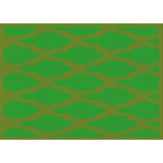 Ahgly Company Indoor Rectangle Patterned Dark Lime Green Area Rugs, 8' x 10'